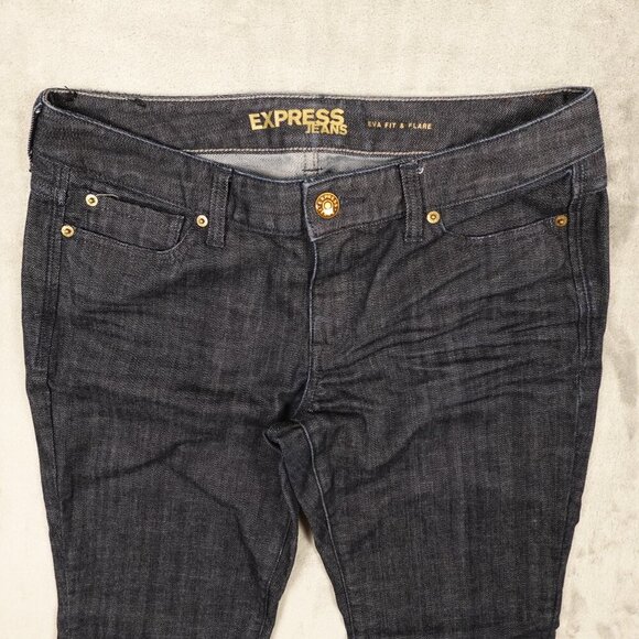 Express Jeans EVA Fit & Flare - Women's Size 10R - Dark Indigo Blue Denim - Picture 2 of 12